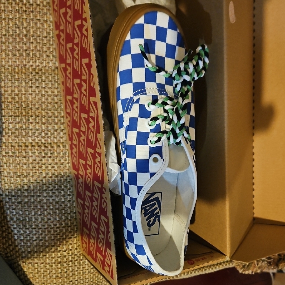 Vans Womens Blue Checkered Shoes